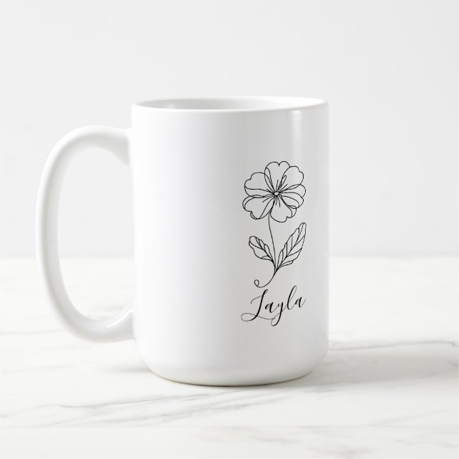 Personalized name February primrose Birth Flower Coffee Mug (Left)