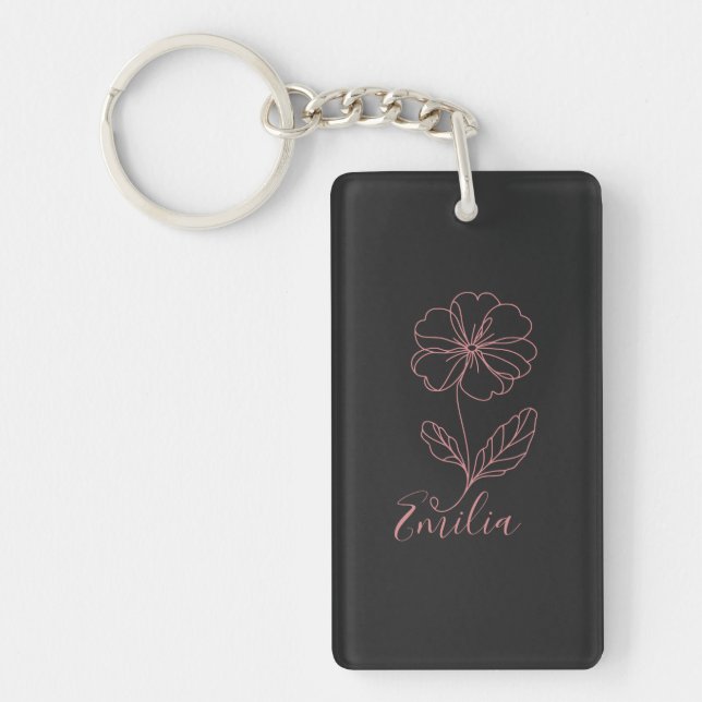 Personalized name February primrose Birth Flower Keychain (Front)