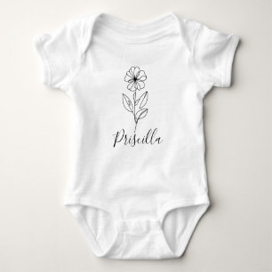 Personalized name February violet Birth Flower  Baby Bodysuit