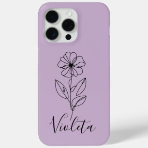 Personalized name February violet Birth Flower  iPhone 15 Pro Max Case