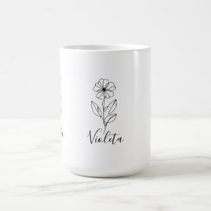 Personalized name February violet Birth Flower Coffee Mug