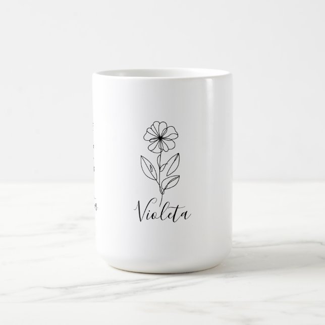 Personalized name February violet Birth Flower  Coffee Mug (Center)