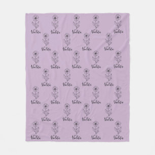 Personalized name February violet Birth Flower Fleece Blanket