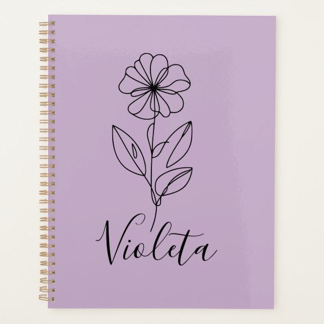 Personalized name February violet Birth Flower  Planner (Front)