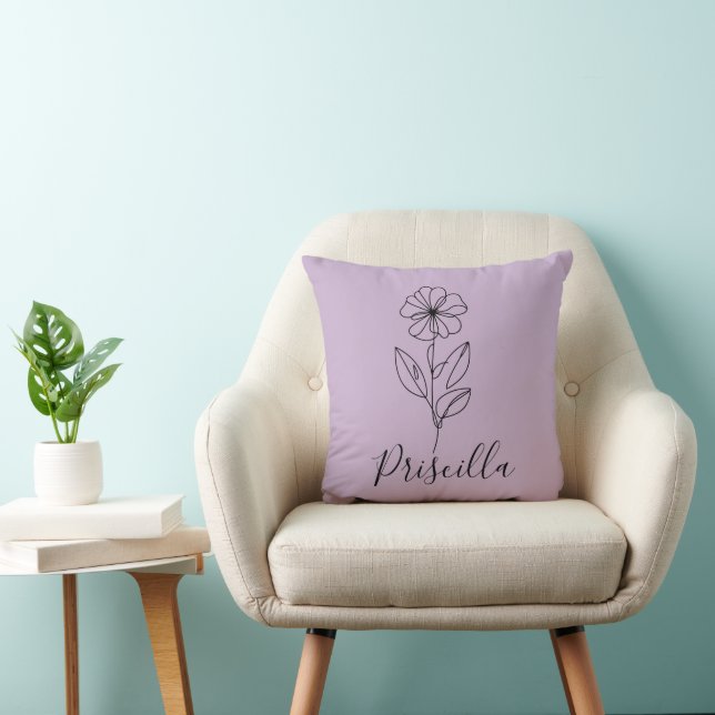 Personalized name February violet Birth Flower  Throw Pillow (Chair)