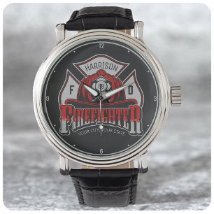 Personalized NAME Firefighter Helmet Fire Rescue Watch