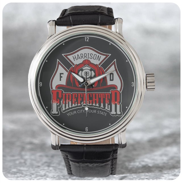 Personalized NAME Firefighter Helmet Fire Rescue Watch (Creator Uploaded)