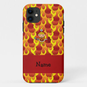 Personalized name fireman flames pattern iPhone 11 case