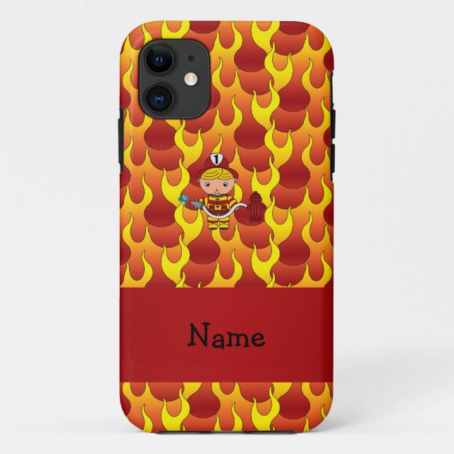 Personalized name fireman flames pattern Case-Mate iPhone case (Back)