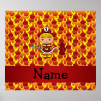 Personalized name fireman flames pattern