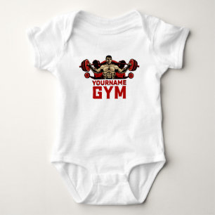 Personalized NAME Fitness Home GYM Weight Lifting Baby Bodysuit