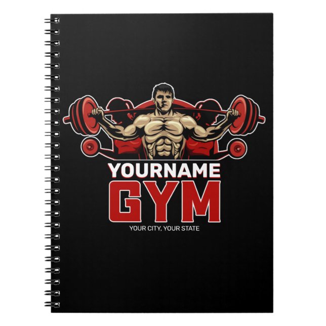 Personalized NAME Fitness Home GYM Weight Lifting  Notebook (Front)