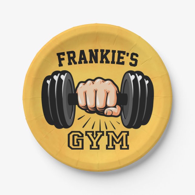 Personalized NAME Fitness Trainer GYM Custom Paper Plate (Front)