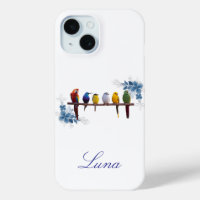 Personalized name floral birds