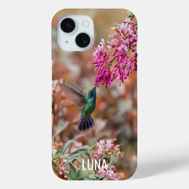 Personalized name floral birds phone case  (Back)