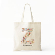 Personalized Name & Floral Monogram 'Z'