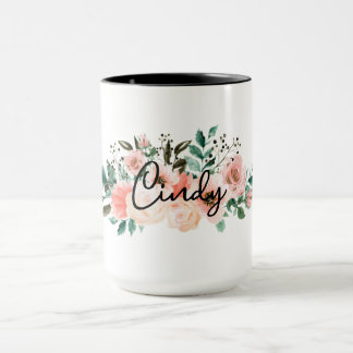 Personalized Name floral Mug for Girls,girlfriends