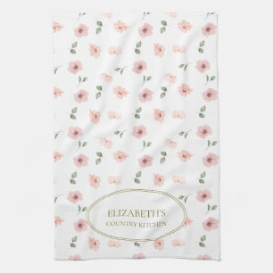 Personalized Name Floral Pattern Kitchen Towel