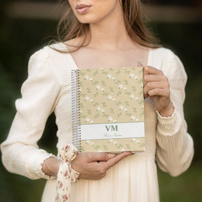 personalized name floral pattern monogram elegant notebook (Creator Uploaded)