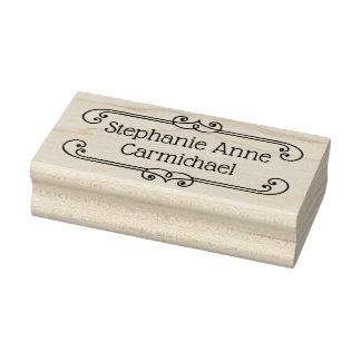 Personalized Name Flourish Frame Rubber Stamp