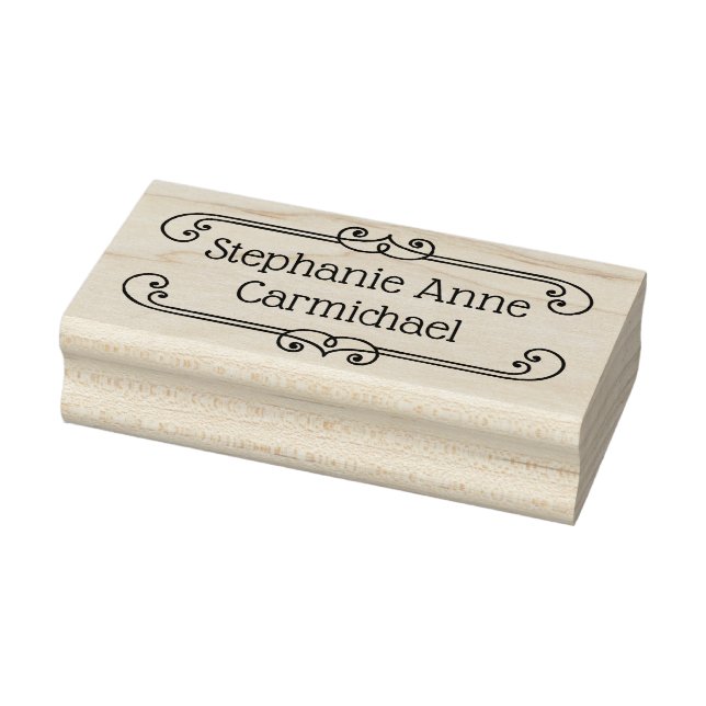 Personalized Name Flourish Frame Rubber Stamp (Stamp)