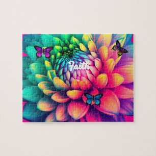 Personalized name Flower Jigsaw Puzzle