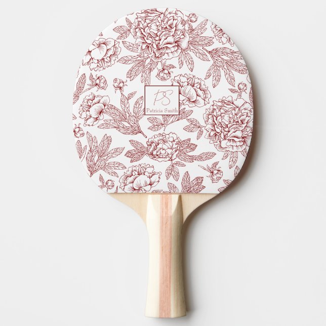 Personalized name Flower pattern Ping Pong Paddle (Front)