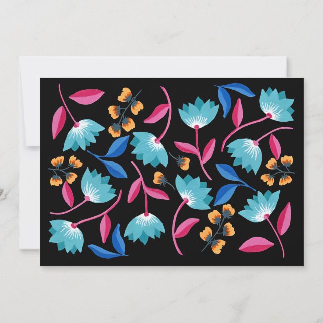 Personalized Name Folk Art Floral Pattern Card (Back)