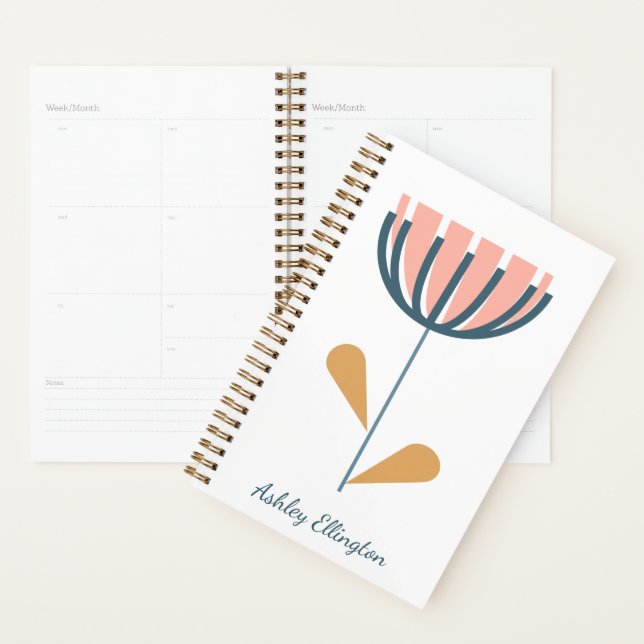 Personalized Name Folk Flower Minimalist Floral Planner (Display)