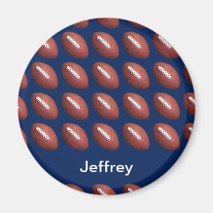 Personalized Name, Football Blue background Magnet