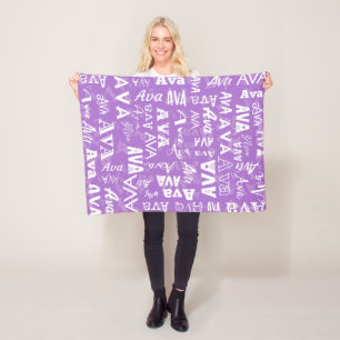 Personalized Name for Ava Purple Subway Art Style Fleece Blanket