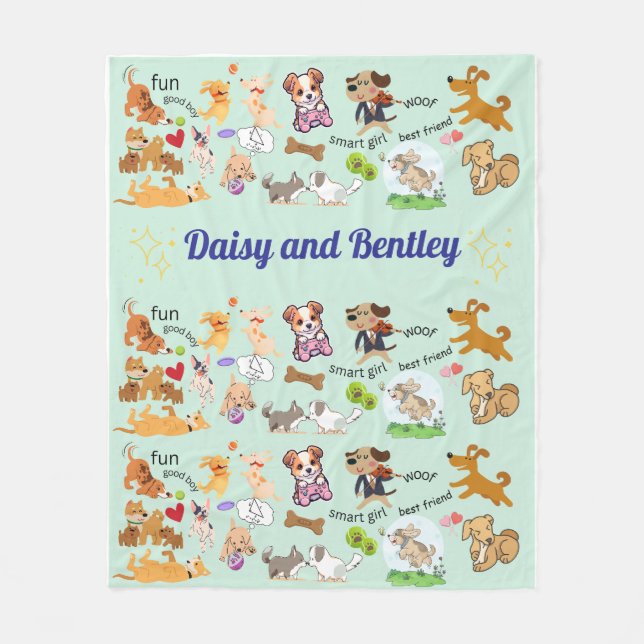 Personalized Name for Child & Pet Fleece Blanket (Front)