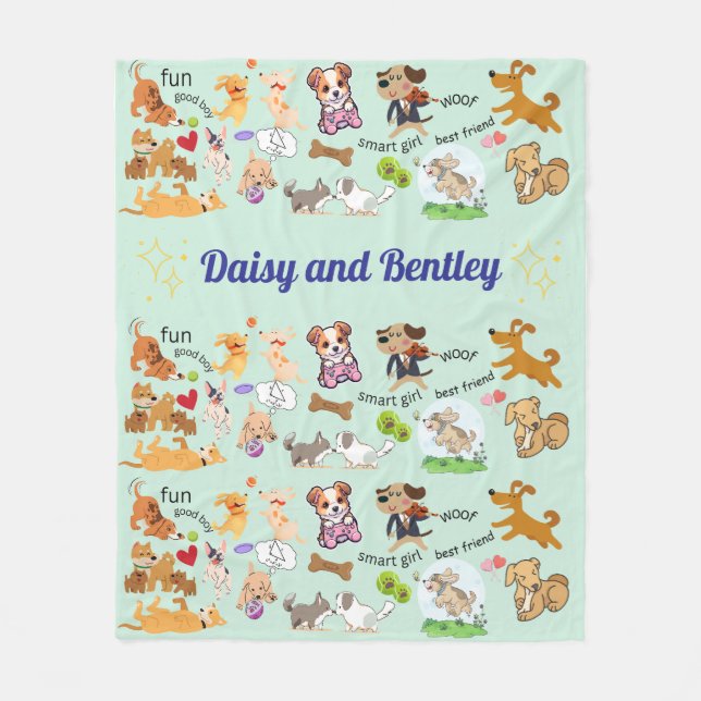 Personalized Name for Child & Pet Fleece Blanket (Front)