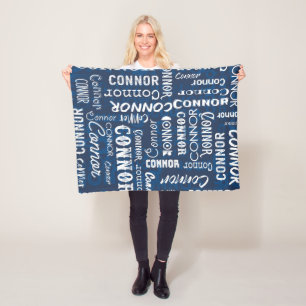 Personalized Name for Conner Navy Blue Fleece Blanket