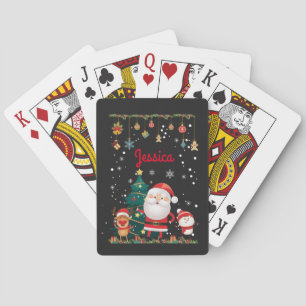 Personalized Name For Your Child, Santa Christmas  Playing Cards