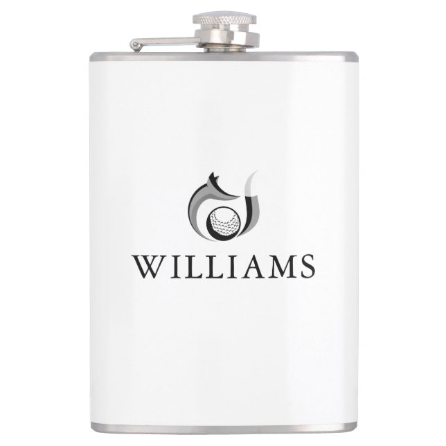 Personalized Name Fox And Golf Ball Hip Flask (Front)