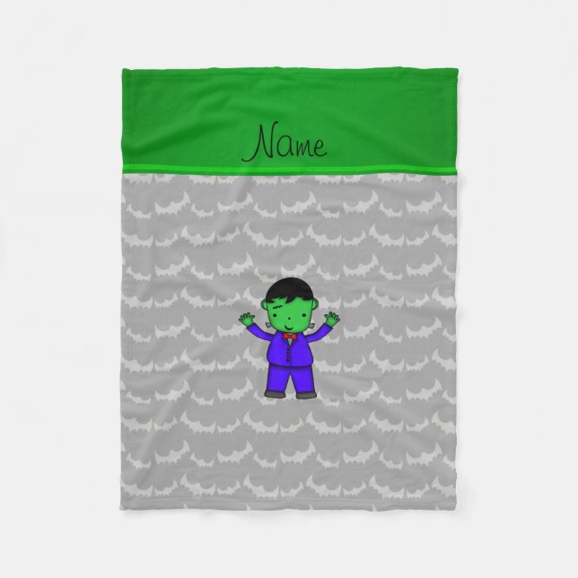 Personalized name frankenstein grey bats fleece blanket (Front)