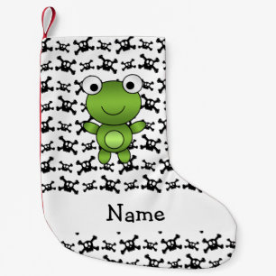 Personalized name frog skulls pattern small christmas stocking