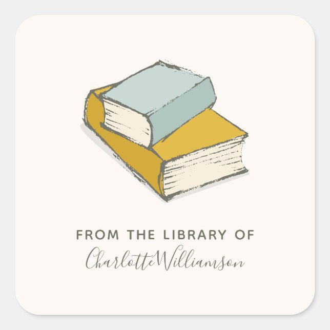 Personalized Name From The Library of Bookplate Square Sticker (Front)