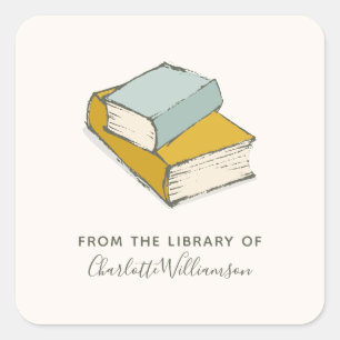 Personalized Name From The Library of Bookplate Square Sticker