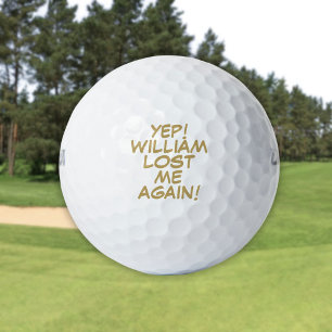 Personalized Name Fun Gold Lost Message Golf Balls