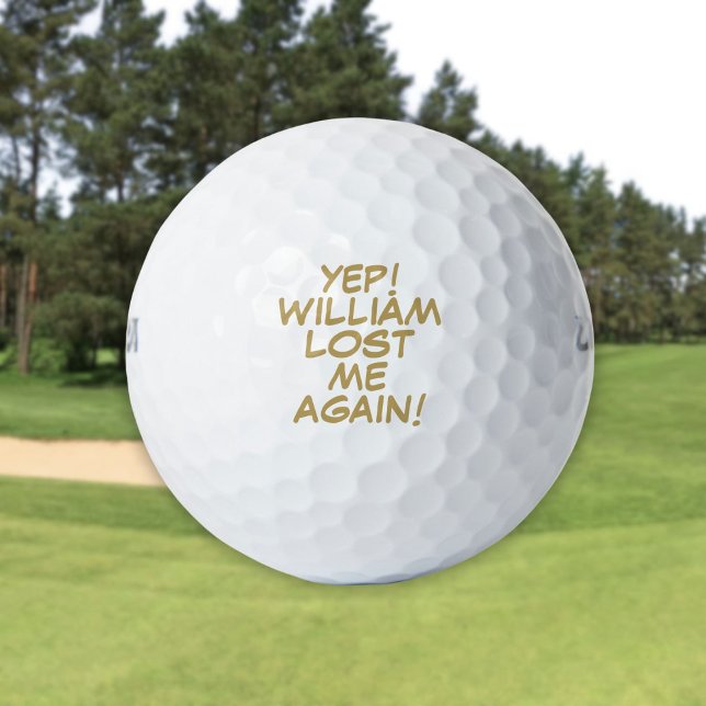 Personalized Name Fun Gold Lost Message Golf Balls (Personalized Name Fun Gold Lost Message Golf Balls)