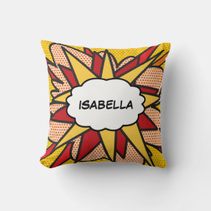 Personalized Name Fun Modern Cool Comic Book Throw Pillow