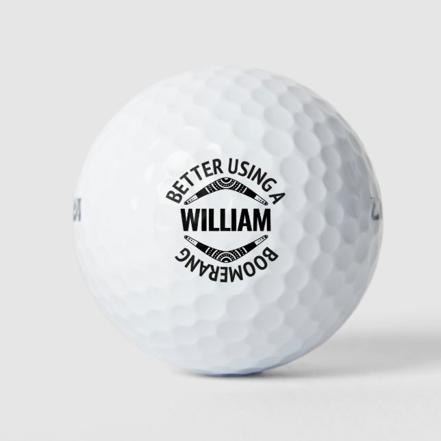 Personalized Name Funny Boomerang Message Golf Balls (Front)