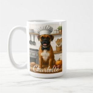 Personalized Name Funny Boxer Dog Loving Chef Coffee Mug