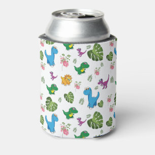  Personalized Name Funny Dinosaur, leaves  Can Cooler