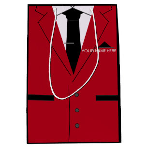 Personalized Name Funny Gift Bag Red Suit and Tie