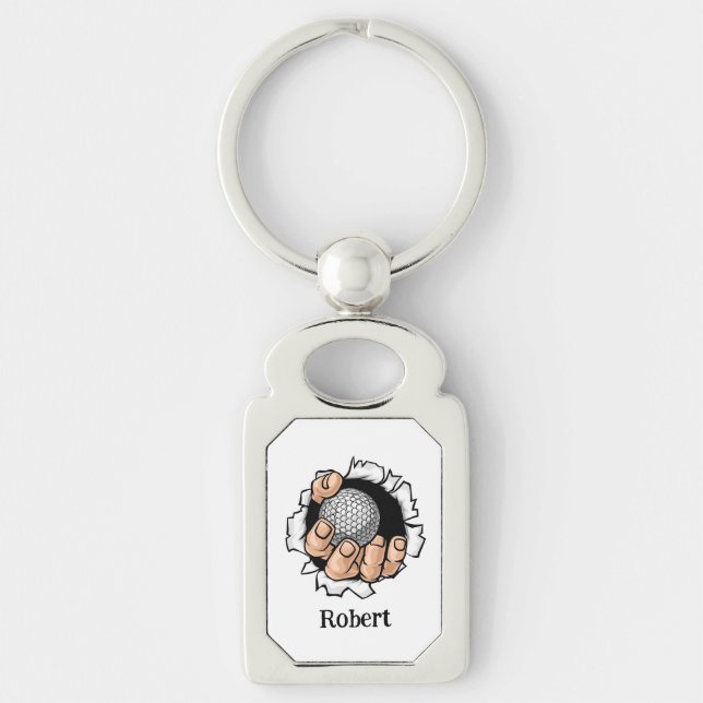Personalized name Funny golf ball Keychain (Front)