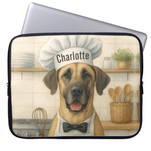 Personalized Name Funny Great Dane Dog Chef Laptop Sleeve