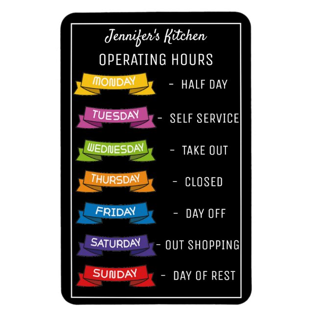 Personalized Name funny kitchen operating hours  M Magnet (Vertical)